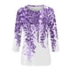 thumbnail image 5 of camisas de manga 3/4 para mujer camisetas gráficas con estampado lindo blusas casuales tallas grandes tops básicos jersey morado / m, 5 of 5