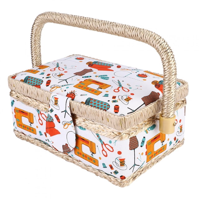 Fdit Panier à Couture en Tissu Fait Main Boîte de Rangement pour Aiguille, Panier de Rangement pour Couture, Boîte de Rangement pour Couture