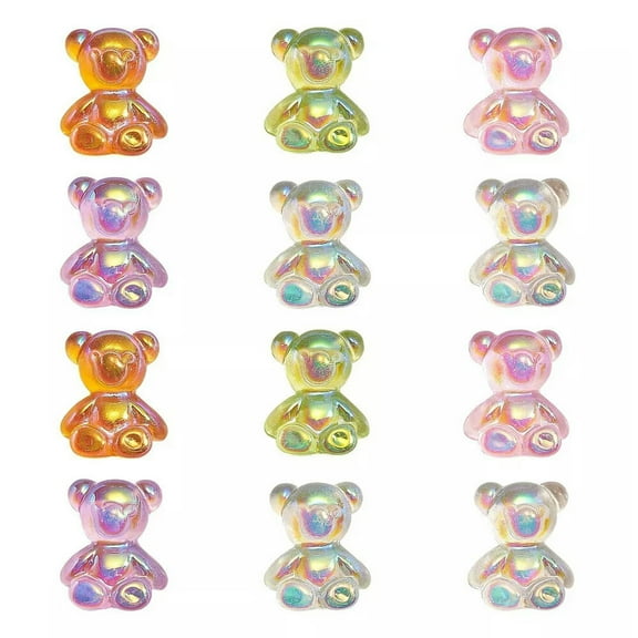 U8MO 25x Transparent Bear Charms Flat Back Cabochons for Craft Making Hair Ornament