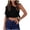 Black, variant on Women's One Shoulder Tops Short Sleeve Crop Top with Tie Side Textured Breathable Summer Blouse Green 2XL