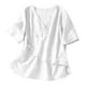 thumbnail image 1 of Vestidos Casuales Para Mujer, Blusas De Mujer De Moda Blusa de lino sintético con bordado de botones y abertura en el dobladillo, manga corta y cuello en V para mujer, 1 of 8