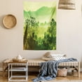 thumbnail image 2 of Green Tapestry, Landscape Illustration with Mountains and Blooming Spring Trees Pattern, Wall Hanging for Bedroom Living Room Dorm Decor, 40W X 60L Inches, Green and Pale Green, by Ambesonne, 2 of 5