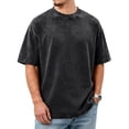 thumbnail image 2 of Dresfit Big and Tall Shirts for Men Crew Neck Short Sleeve Work Out Streetwear 2026 Summer Acid Wash Relaxed Fit Oversized Beach T Shirts Loose Fit Retro Tees Black XL, 2 of 8