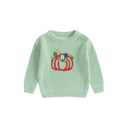 

Baby Sweetie Baby Girls Boys Halloween Sweater Long Sleeve Flower Pumpkin Warm Knit Pullover Fall Winter Clothes