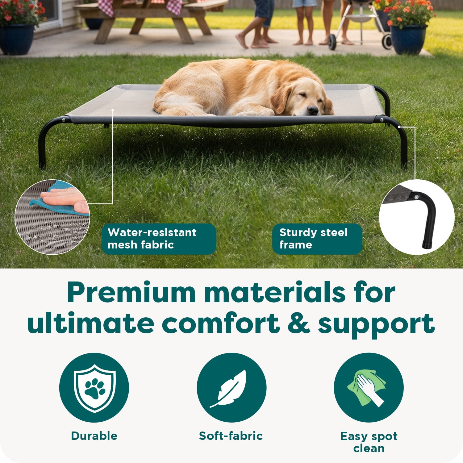 Elevated Cot Pet Bed, Graphite Gray, Extra Large