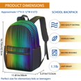 thumbnail image 3 of 17 Inch Lightweight Backpack,PVC Waterproof Oxford Fabric, Ergonomically Designed, with Large Capacity, Vibrant Rainbow Print, 3 of 5