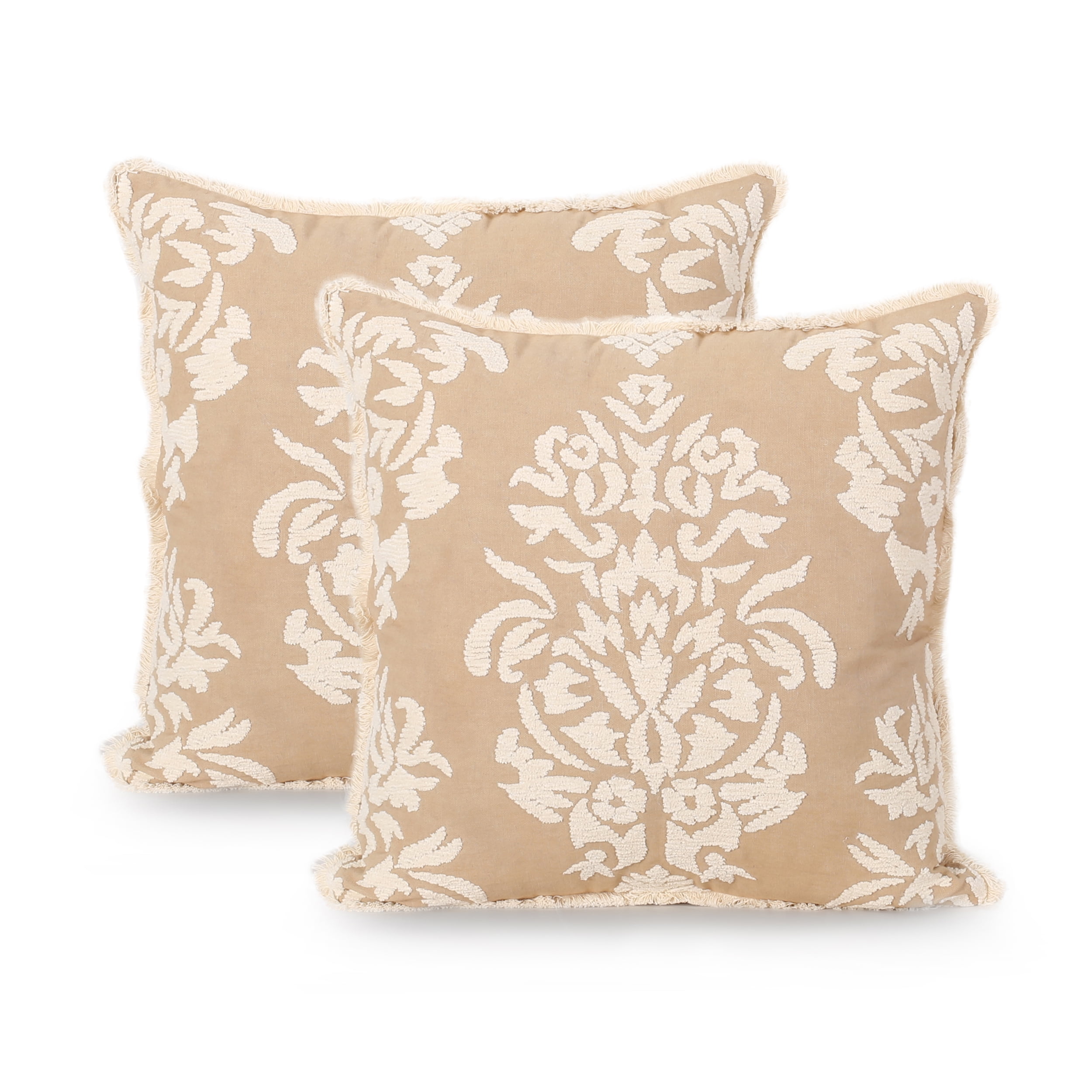 Noble House Zophia Decorative Throw Pillow, 18" x 18", Beige and Off