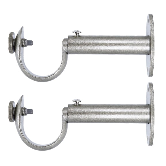 MERIVILLE Set of 2 Pewter Zinc Curtain Drapery Rod Bracket for 1 1/4" Rod, Adjustable