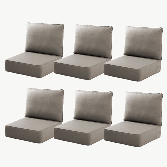 Joyofarm 24" x 22" x 6" Outdoor Chair Cushions for Patio Furniture, Deep Seat and High Back for Patio Rocking Dining Chair and Couch, Gray (Set of 6)