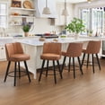 thumbnail image 3 of Dycanpo 26" Counter Height Bar Stools with Back Set of 4, Swivel Leather Barstool Upholstery for Kitchen, Brown, 3 of 9