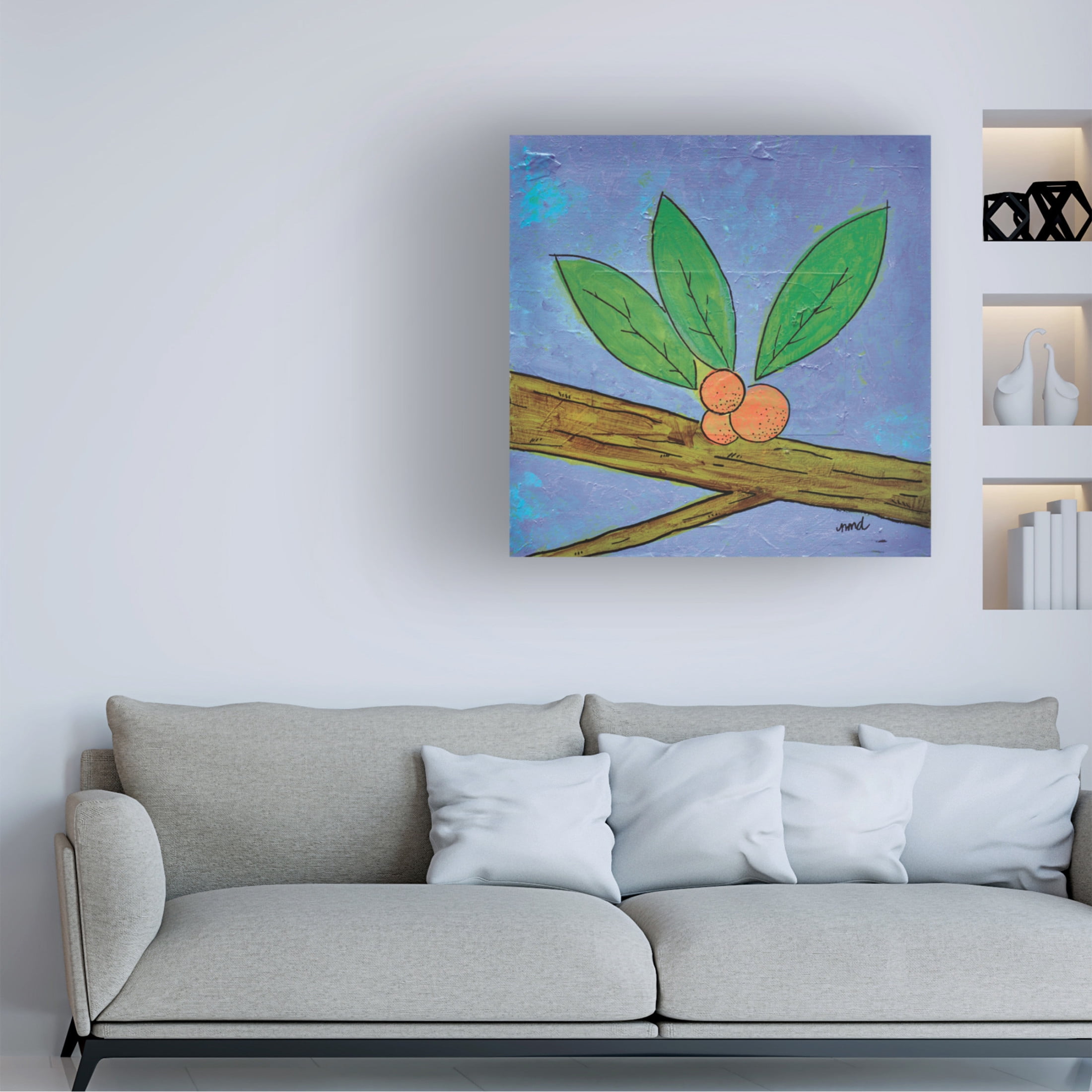 Canvas Wall Art - Nicole Dietz 'Berries' Wall Art for Living Room, Bedroom, or Office Décor by Trademark Fine Art - 35 x 35 Inches
