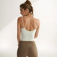 thumbnail image 5 of Women's Spaghetti Strap Activewear Tank with Built-In Bra and Seamless Longline Fit for Workout or Yoga - X Large, Ivory, 5 of 7