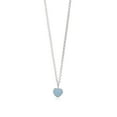 thumbnail image 1 of Sterling Silver 925 Small Light Blue Heart Pendant Necklace with Cubic Zirconia on Rolo Chain 15" Italy UNICORNJ, 1 of 4
