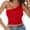 Red, variant on Alitao Camisole Tops Crop Tops Women Summer Casual Top One Shoulder Tight Fit Solid Color Sleeveless Wrap Chest Tank Top Corset Tops Off The Shoulder Red XL