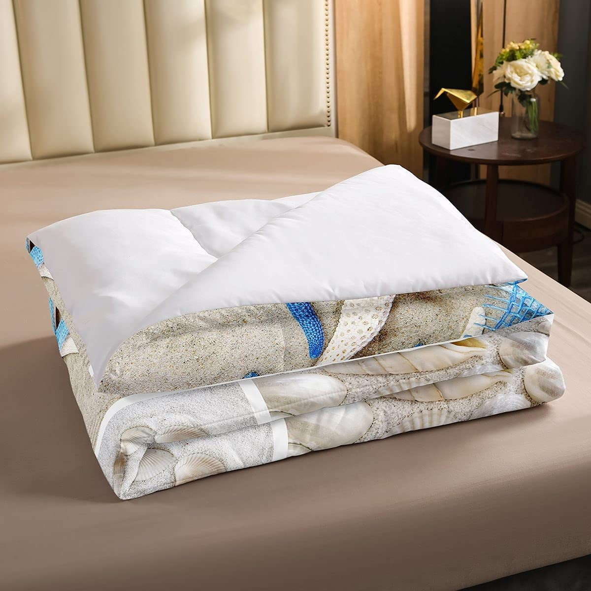 Beach Comforter Set, Ocean Themed Bedding Set King Size Coastal Nature