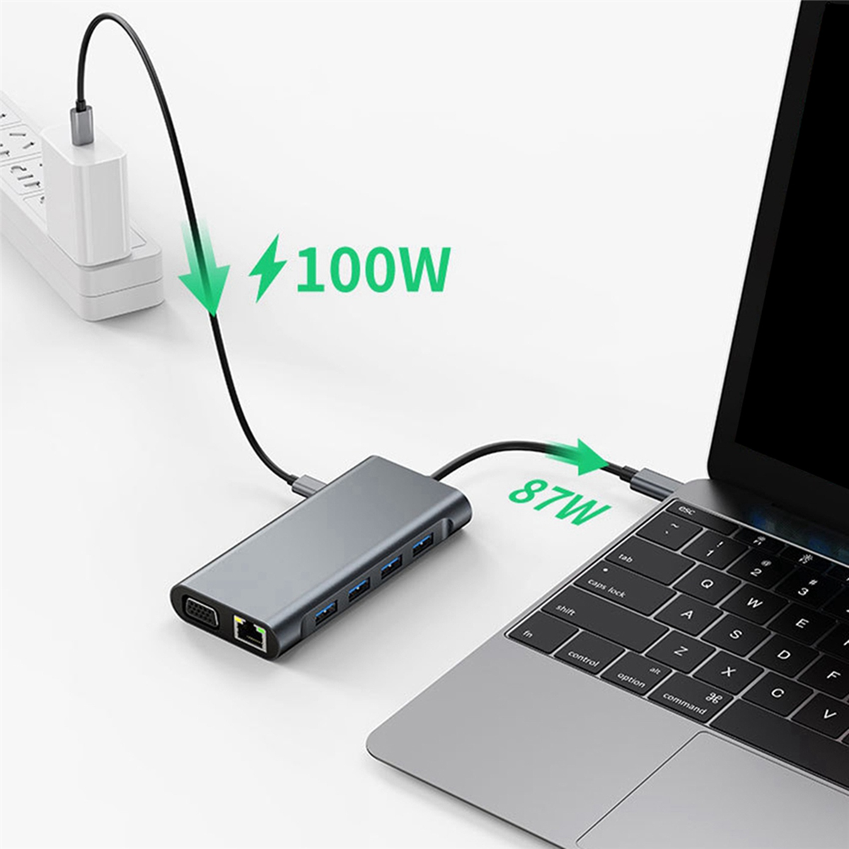 2X 11-in-1 USB C HUB Docking Station 4K Type C to -Compatible HUB Adapter USB-C to VGA RJ45 PD 100W USB Hub,2 x 11 in 1 Docking Station