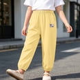 thumbnail image 6 of Krdevn Children Thin Cotton Linen Casual Pants, Ankle Band Elastic Waist Outdoor Summer Trousers,Yellow, 6 of 8
