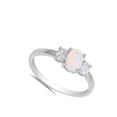 thumbnail image 4 of CHOOSE YOUR COLOR Clear CZ White Simulated Opal Solitaire Ring .925 Sterling Silver Band Female Size 8, 4 of 4