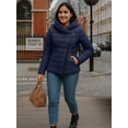 thumbnail image 2 of Womens Insulated Premium Winter Puffer Jacket Lightweight Navy Snow Jacket-L, 2 of 9