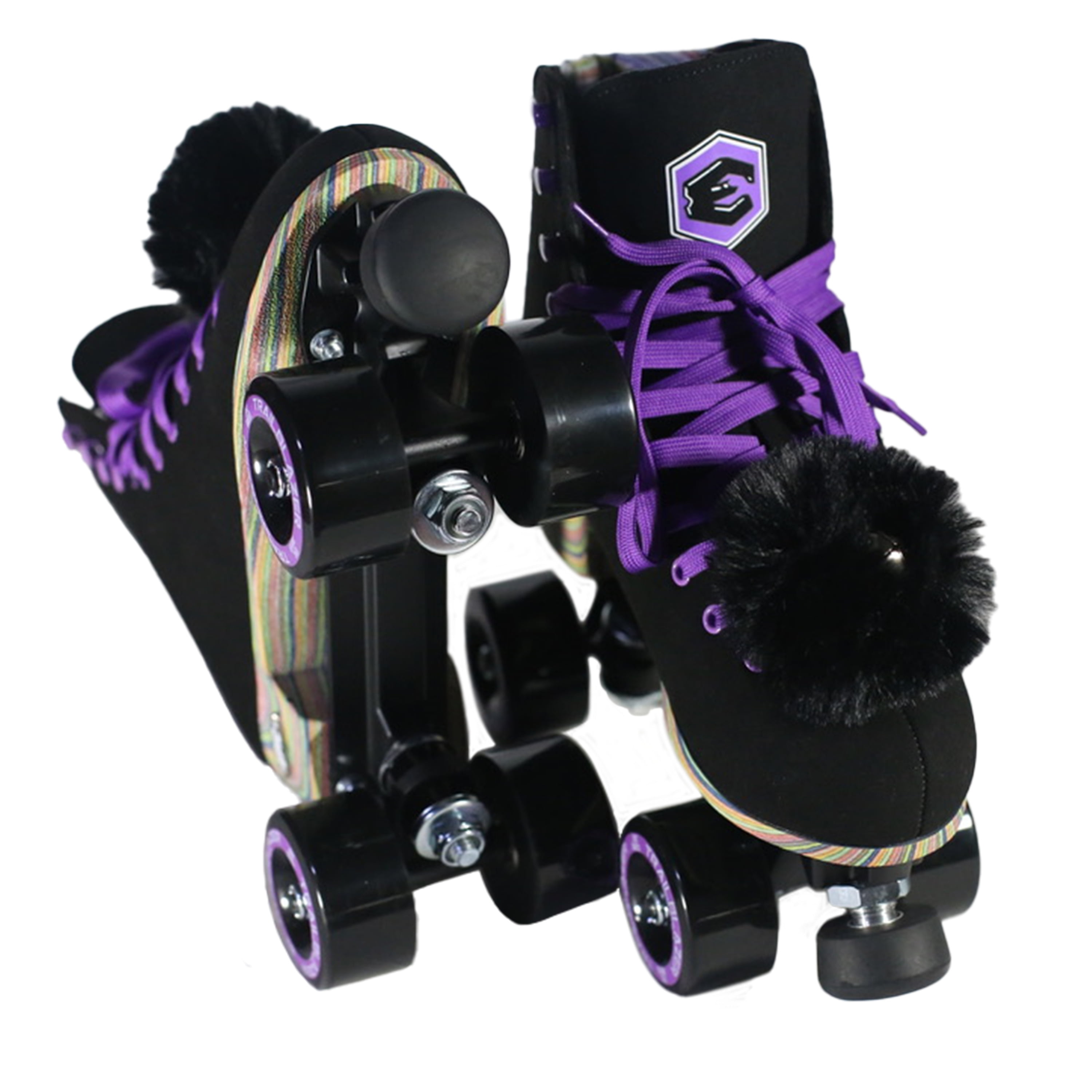 Epic Skates Unisex Royale Purple Laces Hybrid Wheels Roller Skates 5 Aluminum Plates Black