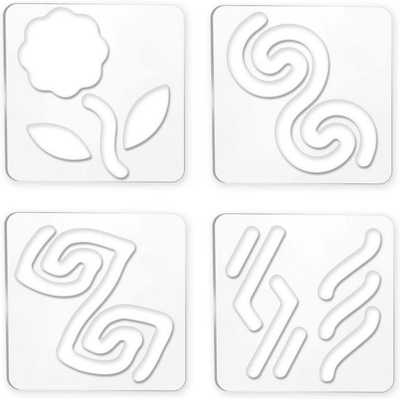 4pcs Quilting Patchwork Ruler for Sewing Lace Corners Spiral Seamless Pattern Patchwork Sewing Ruler and Transparent Acrylic Quilt Ruler for Sewing Fabric Crafts Quilting Accessories DIY