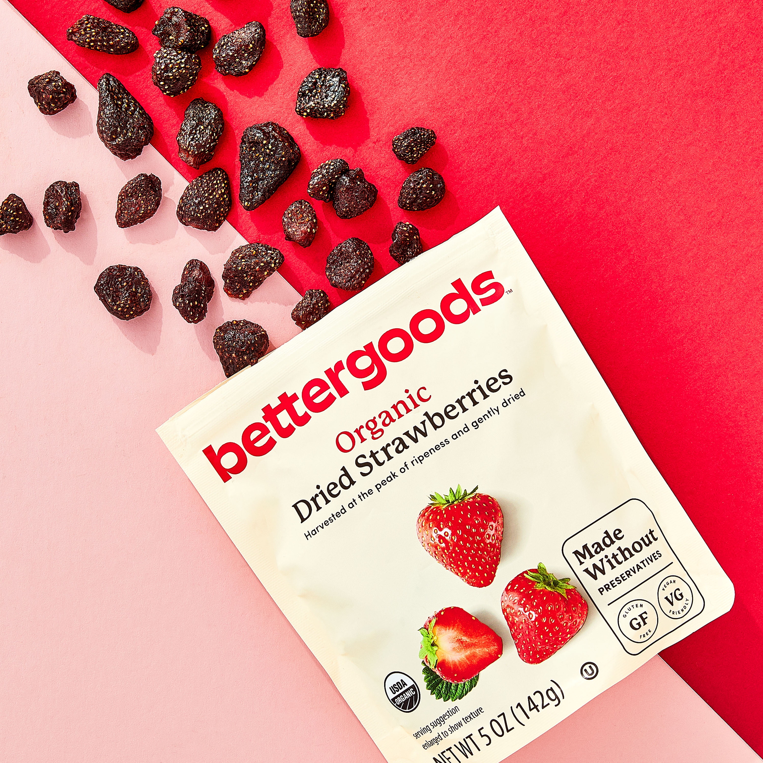 (3 pack) bettergoods Organic Dried Strawberries, 5 oz