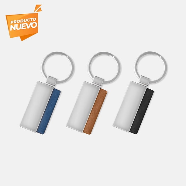 Paquete 250 piezas Llavero de curpiel y metal minimalista azul 3.5 x 9