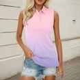 thumbnail image 2 of Puliio Women's Polo Shirts Lapel Gradient Color Sleeveless T Shirt Casual Comfortable Breathable Summer Daily Wear And Sports Camisole Tops, 2 of 5