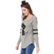 thumbnail image 4 of Túnica Con Estampado De Gato A Rayas Con Cuello En V Para Mujer - Gris/S (US 6), S (EU 36) Unique Bargains Túnica Top, 4 of 7