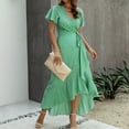 thumbnail image 4 of SMihono Robe d'Été pour Femmes Grande Taille Été Femmes Aguichant à Col en V Imprimée Dames à Manches Courtes Robe de Plage Décontractée, 4 of 8