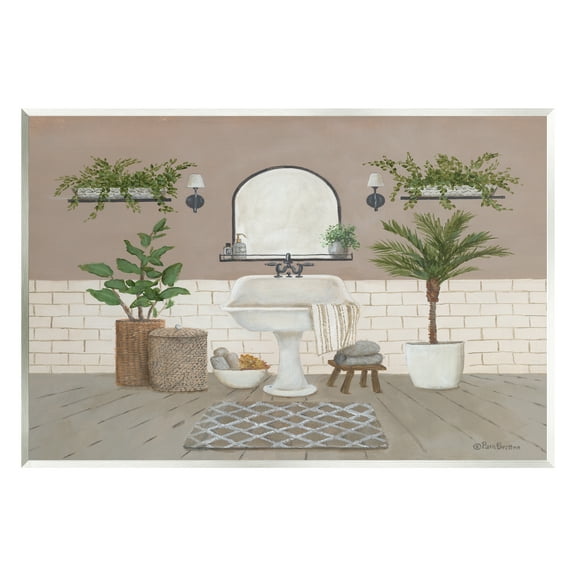 Stupell Cozy Bathroom Greenery Plants Botanical & Floral Painting Wall Plaque Unframed Art Print Wall Art