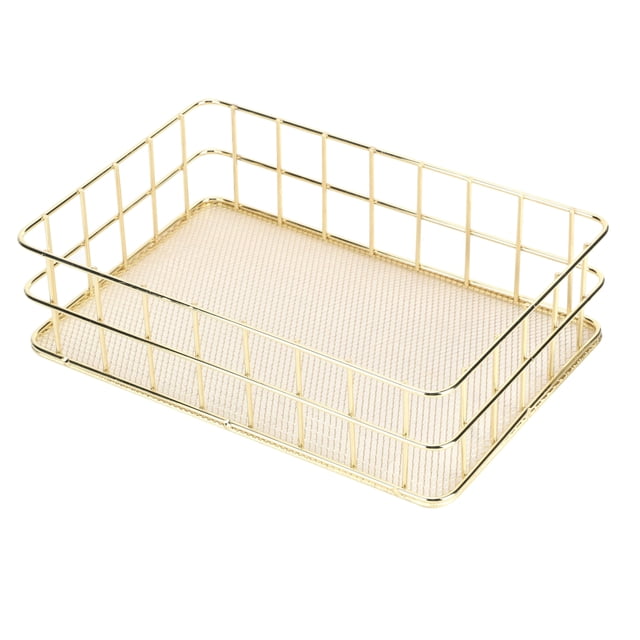 Storage Basket, Beautiful Plating Process Stable And Durable Desktop Basket, Household Supplies, For Living Room Desktop Large Size