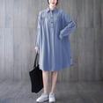 thumbnail image 4 of Túnica de mujer Camisas con botones Vestido suelto Mangas largas Cuello vuelto Vestido informal d Romacci Vestido, 4 of 7