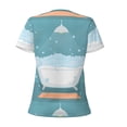 thumbnail image 3 of Goofa Bathtub with Soap Bubbles Pattern Womens Deep V Neck Low Cut Tops Casual Summer Short Sleeve Ribbed Knit T-Shirts-XX-Large, 3 of 5