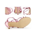 thumbnail image 2 of BLISSFUL STEP Stiletto Heel Strappy Straps Open Toe Sandals for Women Pink 7, 2 of 4