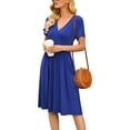 thumbnail image 4 of Women's Summer Sundress Casual Short Sleeve V-Neck Short Party Dress with Pockets, 4 of 5