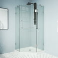 thumbnail image 2 of VIGO Piedmont 40 in. L x 40 in. W x 77 in. H Frameless Hinged Neo-angle Shower Enclosure in Brushed Nickel with Clear Glass, 2 of 12