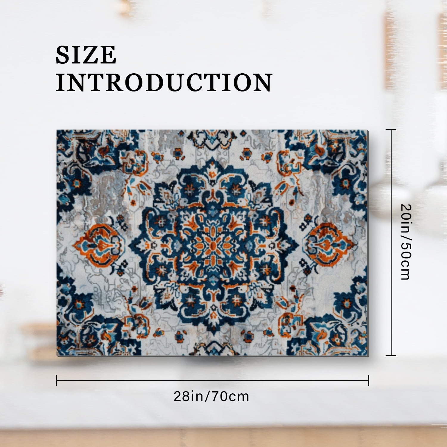 Kitchen Stove Top Covers, Vintage Bohemia Mandala Flower Print Glass Heat Resistant Non-Slip Stovetop Protector Mat, Square Washable Foldable Pad for Kitchen RV (28×20 Inch)