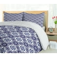 thumbnail image 5 of Ambesonne Mosaic Duvet Cover Sets, Rhombus Style Floral Tiles, 2-King, White and Indigo, 5 of 7