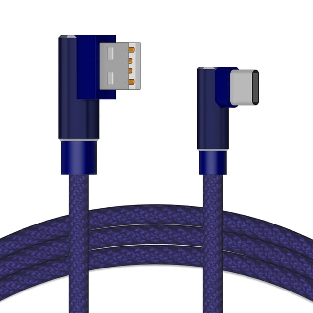Cable USB de doble codo 2A Datos de sincronización Cable de carga de alta velocidad tejido de nailon TPE para Android / IOS / Type-C