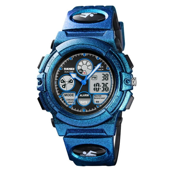 SKMEI 1163 Watches Kids Outdoor Sports Children Watch Digital Quartz Wristwatch for Boys Girls Watches with PU Strap Band Alarm LED Luminous Waterproof Date Shock Resistance Wearable Accessories