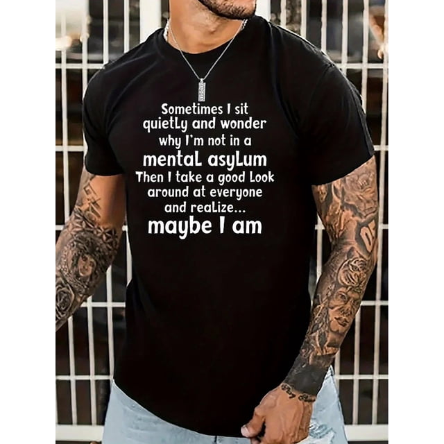 Trendy Letter Print Tees For Men, Casual Crew Neck Short Sleeve T-Shirt, Comfortable Breathable T-shirt
