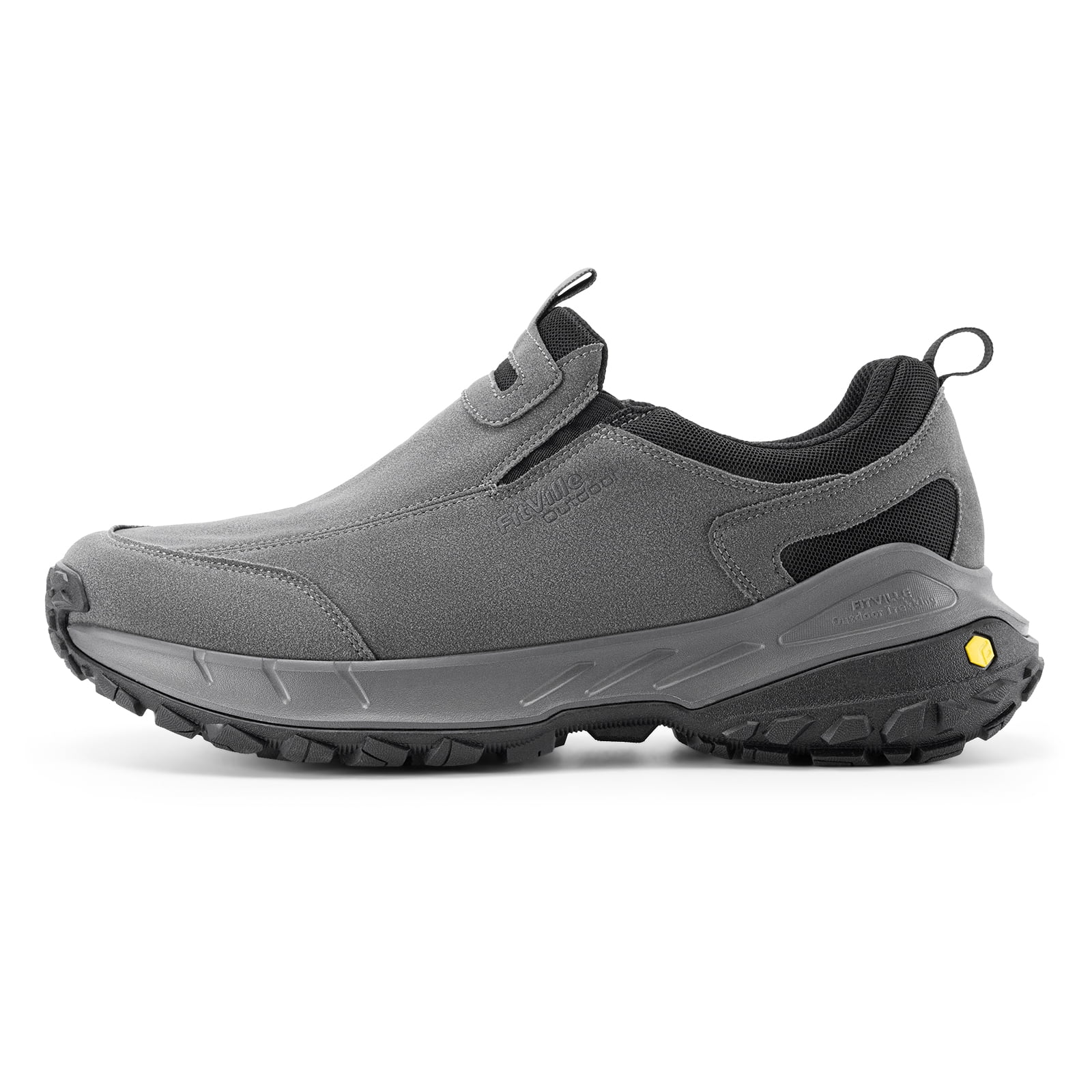 FitVille Wide Mens Slip on Hiking Shoes Trekking Loafer with Arch Support