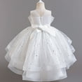 thumbnail image 6 of THDHVS Flower Girl Dress,Dresses for Girls,Summer Tail Mesh Sequins Dress Flower Girl's Wedding Dress Skirt Girl's Performance Long Skirt White 10-11 Years, 6 of 7