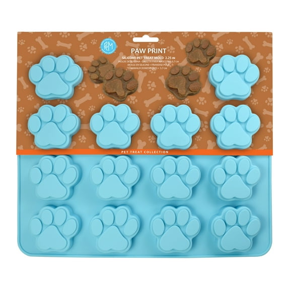 R&M International Pet Treat Silicone Molds Paw Prints Blue