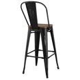 thumbnail image 3 of Industrial Country Cottage Farm Beach House Bar Pub and Dining Kitchen Bar Side Stool Chair, Metal Steel Wood, Black, 3 of 5
