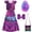 Purple-10, variant on URSOFINE Blue Royal Rebel Costume Set with Wig & Accessories – 5-Piece Faux Zipper & Stud Print Dress Up Outfit for Halloween, Birthday Party & Cosplay (Sizes 6/6X)