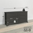 thumbnail image 3 of Pemberly Row Contemporary 6 Drawer Double Dresser in Washed Black, 3 of 7