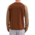 thumbnail image 3 of Camiseta de manga larga para hombre, color bloque, casual, tipo raglán, XL, marrón, caqui, 3 of 6