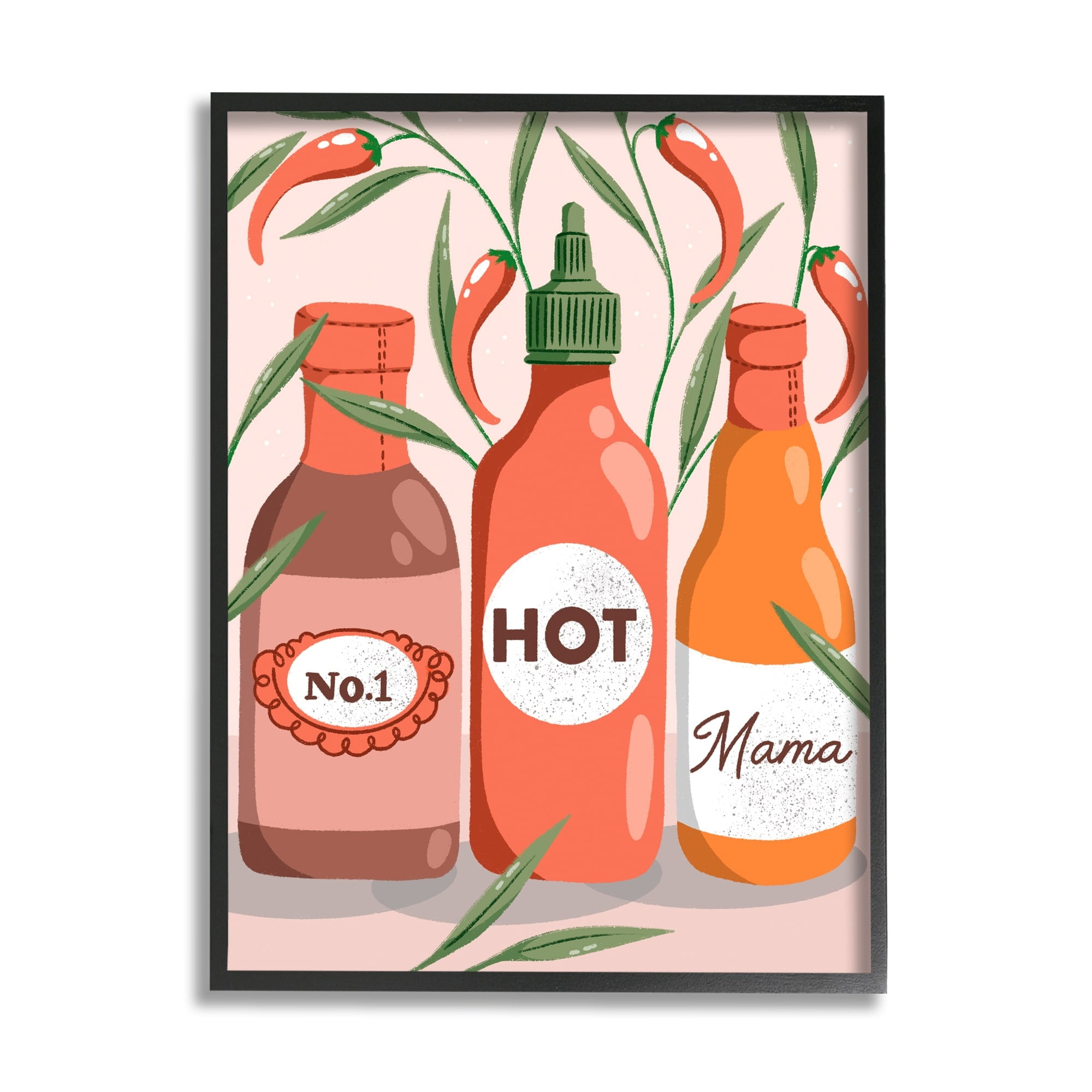 Stupell Industries No.1 Hot Mama Chili Sauce Holiday Painting White Framed Art Print Wall Art